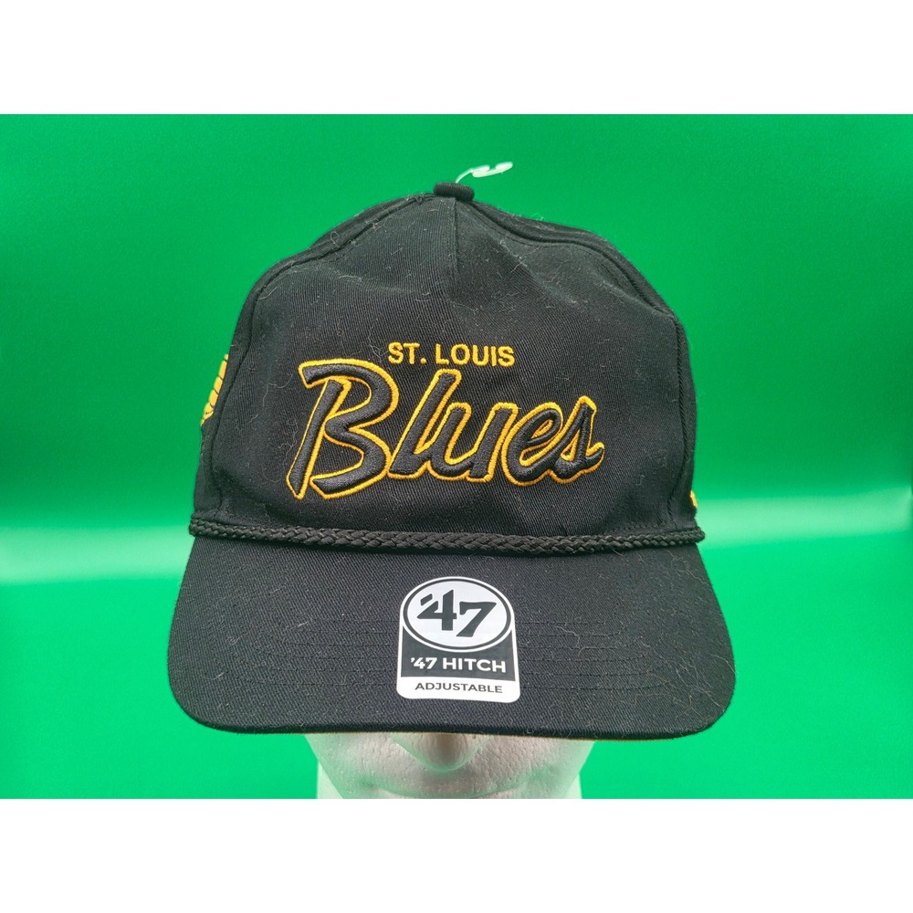47 Brand St Louis Blues NHL Hitch Snapback Hat Black Yellow Rope Adjustable Cap